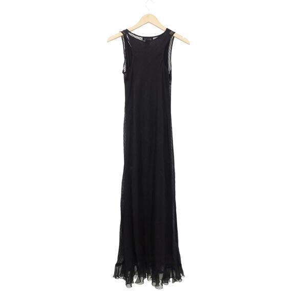 VTG BCBGMAXAZRIA Black Silk Blend Sleeveless Maxi Dress Size‎ 2 Whimsigoth 90s - Picture 1 of 5